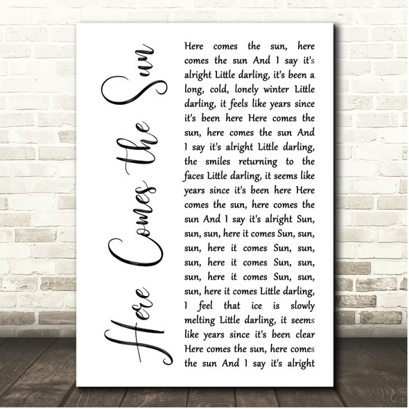 Richie Havens Here Comes the Sun White Script Song Lyric Print