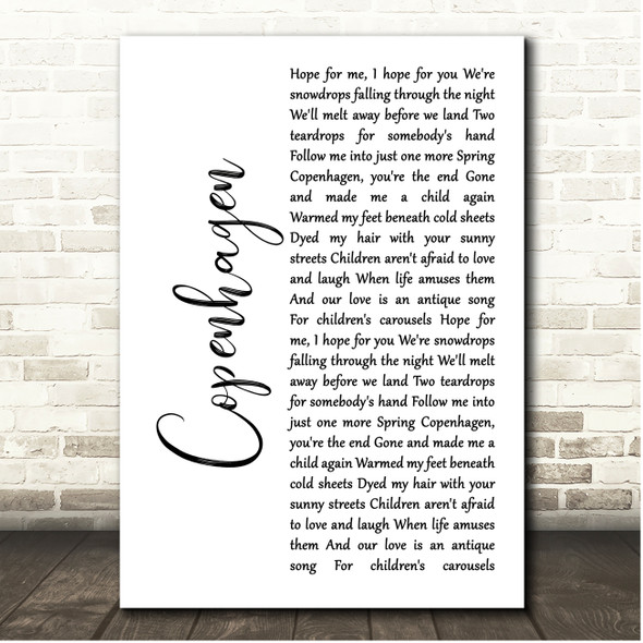 Scott Walker Copenhagen White Script Song Lyric Print