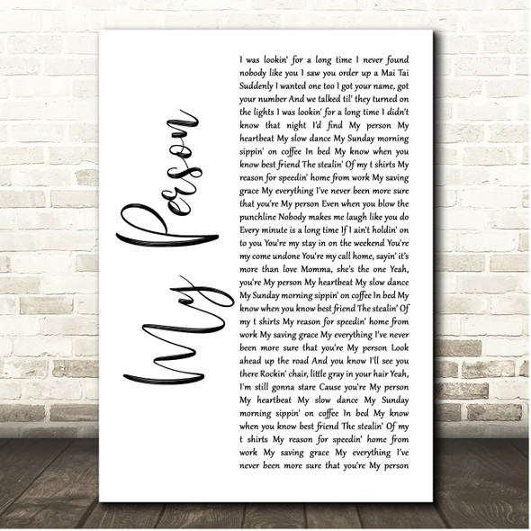 Spencer Crandall My Person White Script Song Lyric Print