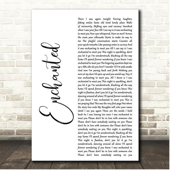 Taylor Swift Enchanted White Script Song Lyric Print
