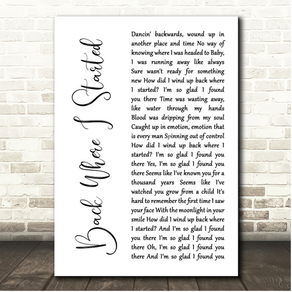 The Derek Trucks Band Back Where I Started White Script Song Lyric Print