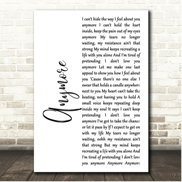 Travis Tritt Anymore White Script Song Lyric Print