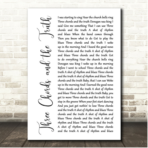 Van Morrison Three Chords and the Truth White Script Song Lyric Print