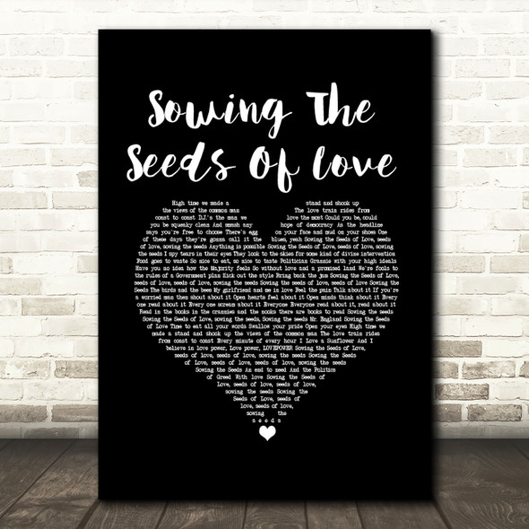Tears For Fears Sowing The Seeds Of Love Black Heart Song Lyric Music Art Print