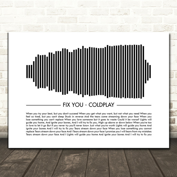 Coldplay Fix You Sound Wave Minimal Song Lyric Print