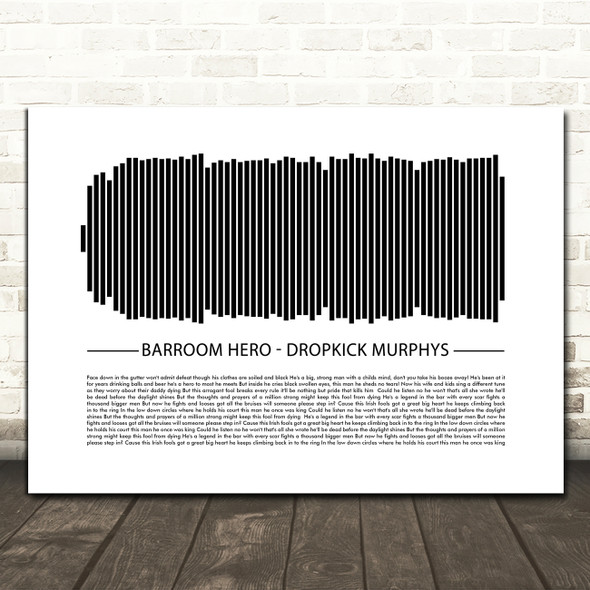 Dropkick Murphys Barroom Hero Sound Wave Minimal Song Lyric Print