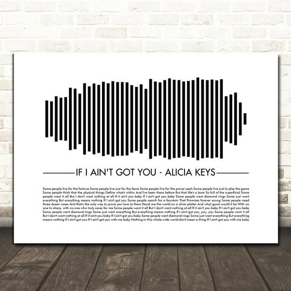 Alicia Keys If I Ain't Got You Sound Wave Minimal Song Lyric Print