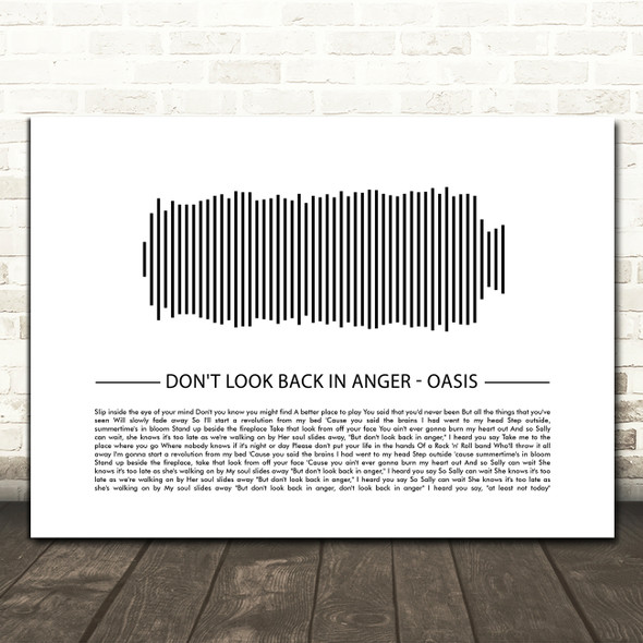 Oasis Don't Look Back In Anger Sound Wave Minimal Song Lyric Print
