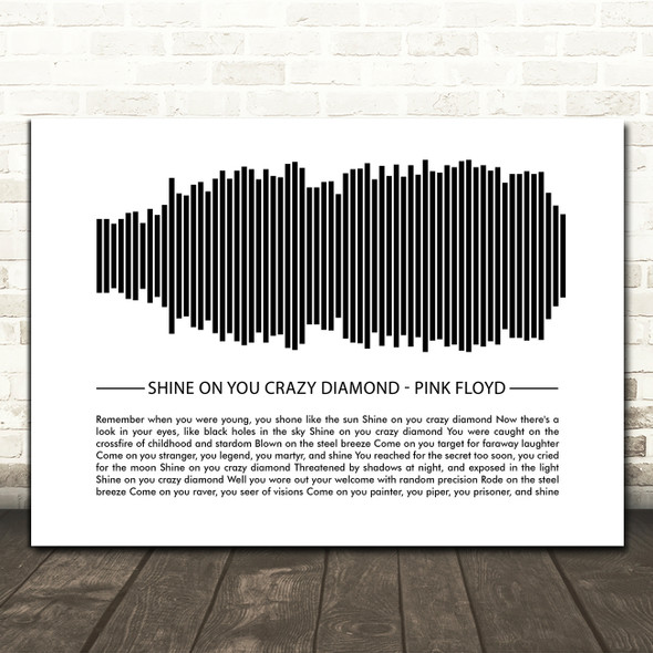 Pink Floyd Shine On You Crazy Diamond Sound Wave Minimal Song Lyric Print