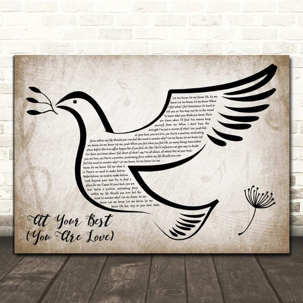 Aaliyah At Your Best (You Are Love) Vintage Dove Bird Song Lyric Print