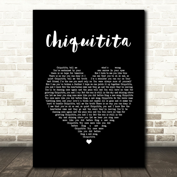 ABBA Chiquitita Black Heart Song Lyric Music Art Print