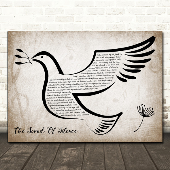 Disturbed The Sound Of Silence Vintage Dove Bird Song Lyric Print