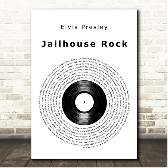 Elvis Presley Jailhouse Rock Vinyl Record Song Lyric Print