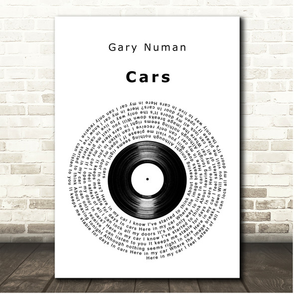 Gary Numan Cars Vinyl Record Song Lyric Print