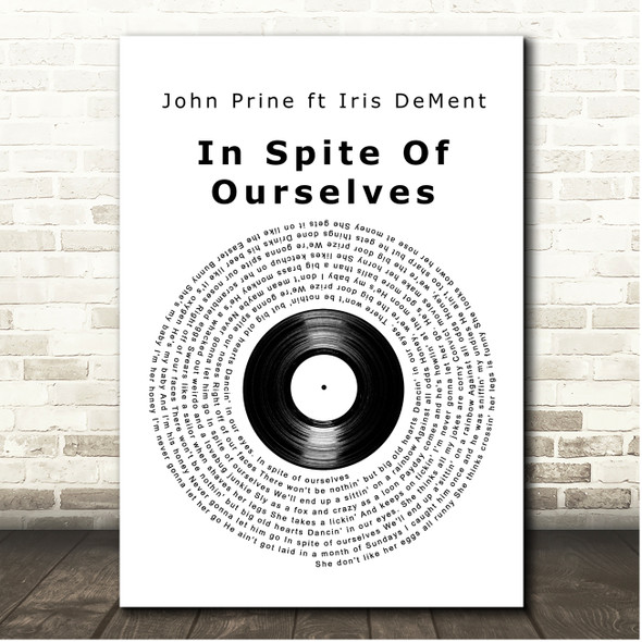 John Prine ft Iris DeMent In Spite Of Ourselves Vinyl Record Song Lyric Print