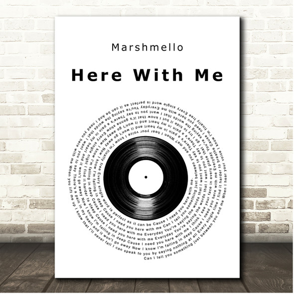 Marshmello Here With Me Vinyl Record Song Lyric Print