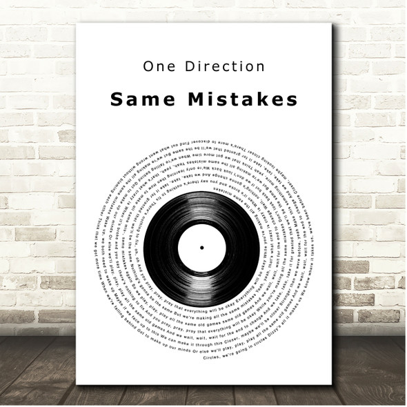 One Direction Same Mistakes Vinyl Record Song Lyric Print