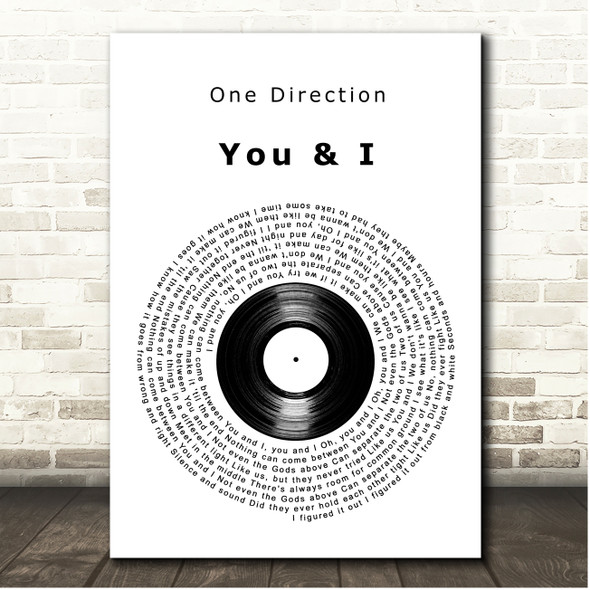 One Direction You & I Vinyl Record Song Lyric Print