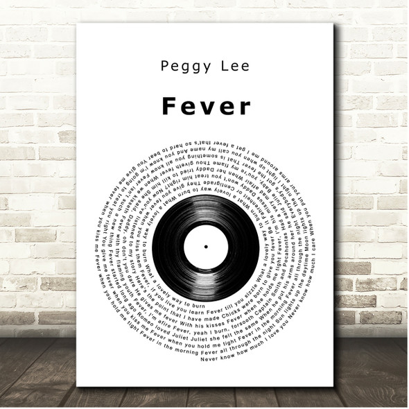 Peggy Lee Fever Vinyl Record Song Lyric Print