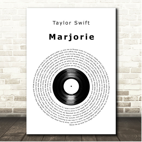Taylor Swift Marjorie Vinyl Record Song Lyric Print