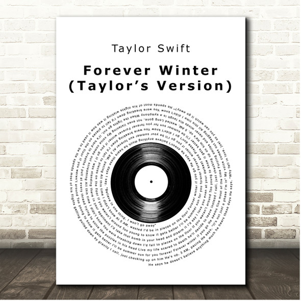 Taylor Swift Forever Winter (Taylors Version) Vinyl Record Song Lyric Print