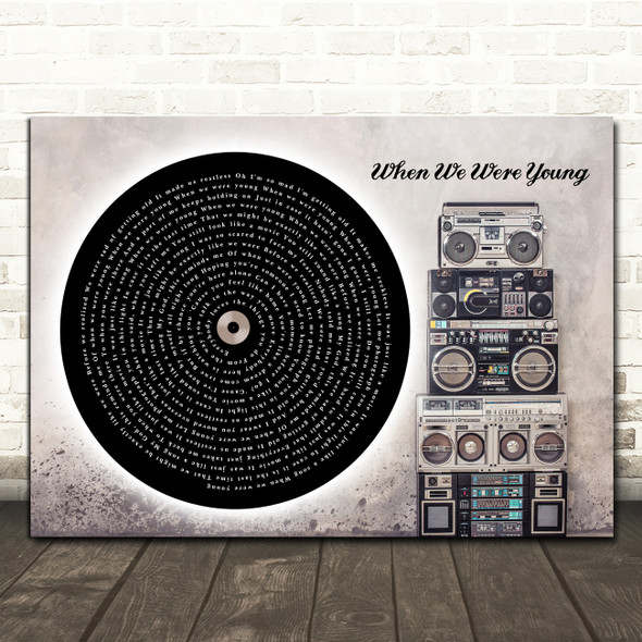 Adele When We Were Young Vinyl Record & Boom Box Song Lyric Print