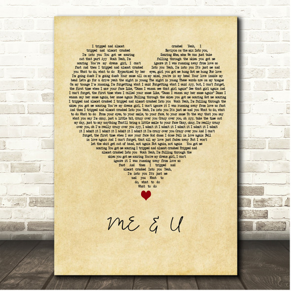 Juice WRLD ME & U Vintage Heart Song Lyric Print