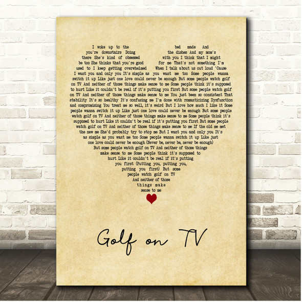 Lennon Stella Golf on TV Vintage Heart Song Lyric Print