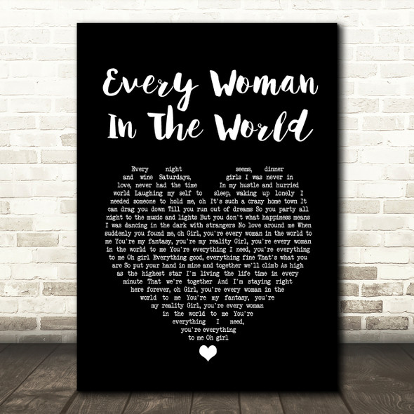 Air Supply Every Woman In The World Black Heart Song Lyric Quote Music Print