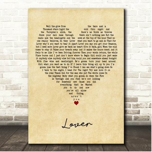 Michael Stanley Band Lover Vintage Heart Song Lyric Print