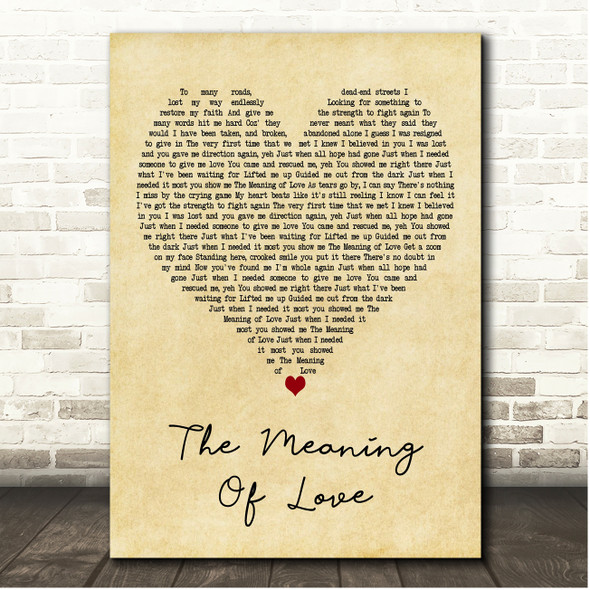 Michelle McManus The Meaning Of Love Vintage Heart Song Lyric Print