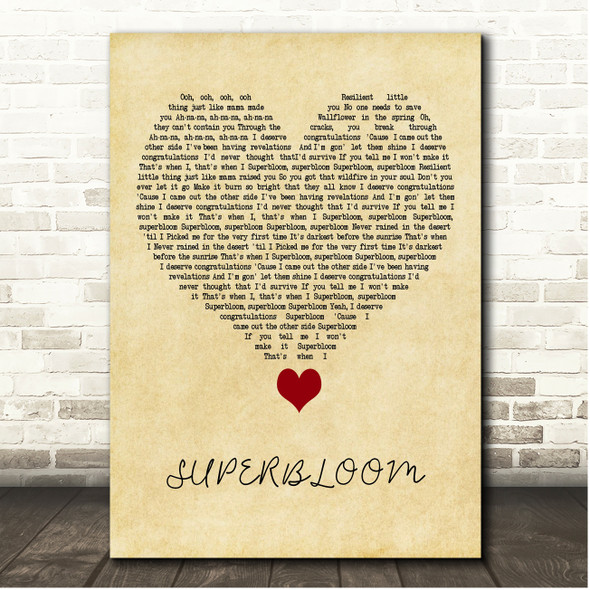 MisterWives SUPERBLOOM Vintage Heart Song Lyric Print