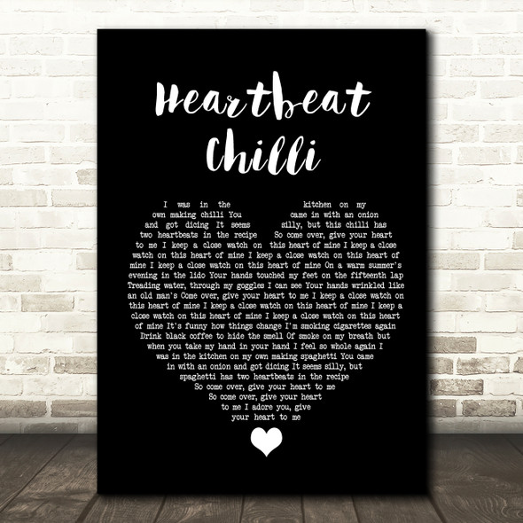 Allo Darlin' Heartbeat Chilli Black Heart Song Lyric Quote Music Print