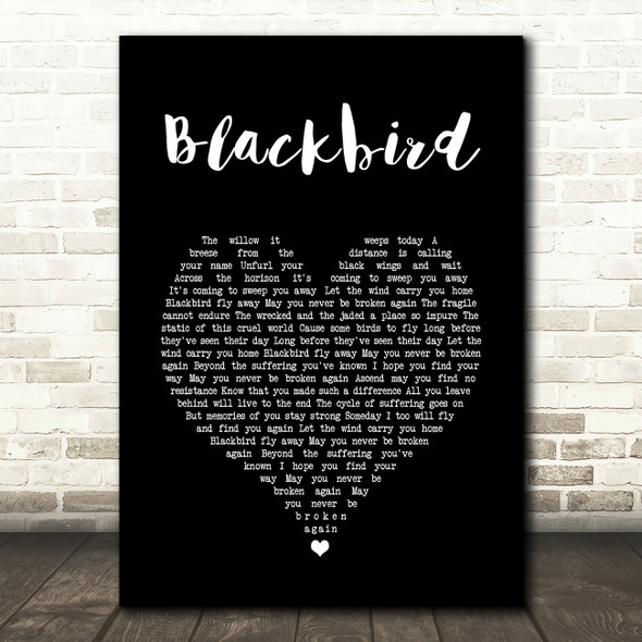 Alter Bridge Blackbird Black Heart Song Lyric Quote Music Print