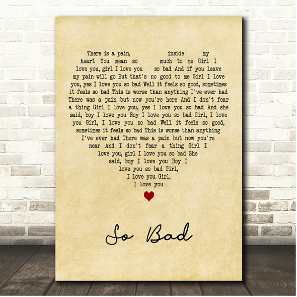 Paul McCartney So Bad Vintage Heart Song Lyric Print