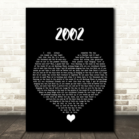 Anne-Marie 2002 Black Heart Song Lyric Quote Music Print