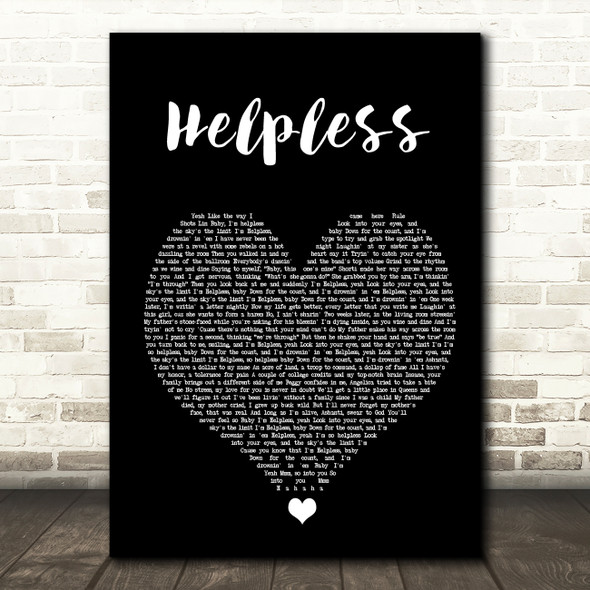 Ashanti Helpless Black Heart Song Lyric Quote Music Print