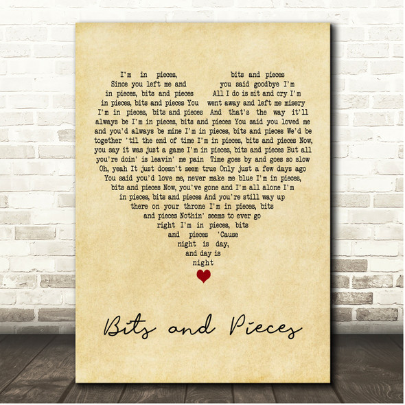 The Dave Clark Five Bits and Pieces Vintage Heart Song Lyric Print