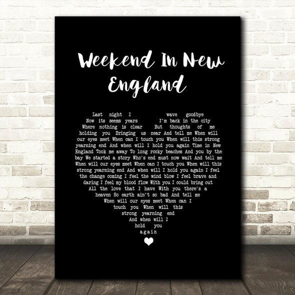 Barry Manilow Weekend In New England Black Heart Song Lyric Quote Music Print