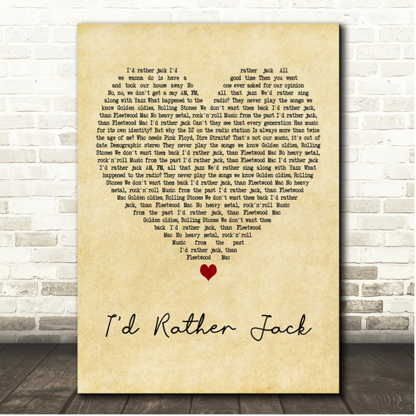 The Reynolds Girls I'd Rather Jack Vintage Heart Song Lyric Print