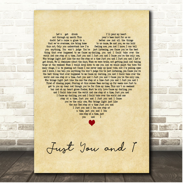 Tom Walker Just You And I Vintage Heart Song Lyric Print