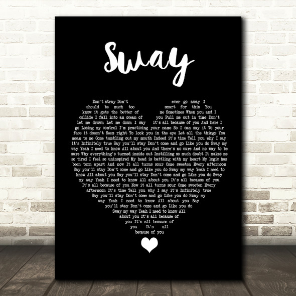 Bic Runga Sway Black Heart Song Lyric Quote Music Print