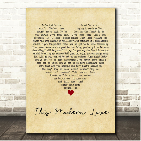 Bloc Party This Modern Love Vintage Heart Song Lyric Print