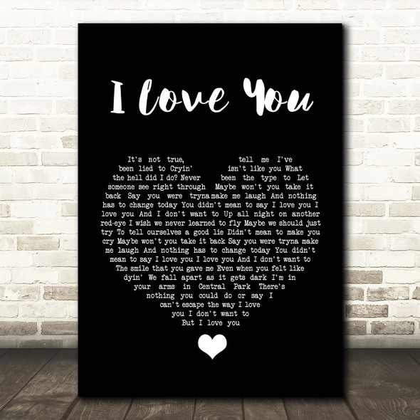 Billie Eilish I Love You Black Heart Song Lyric Quote Music Print