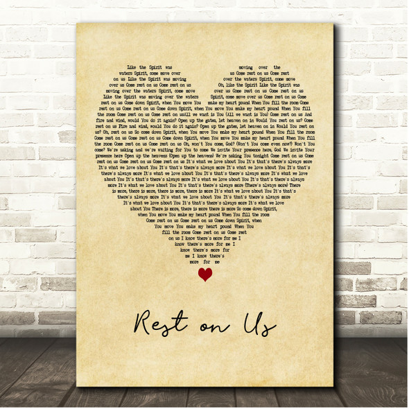 Brandon Lake Rest on Us Vintage Heart Song Lyric Print