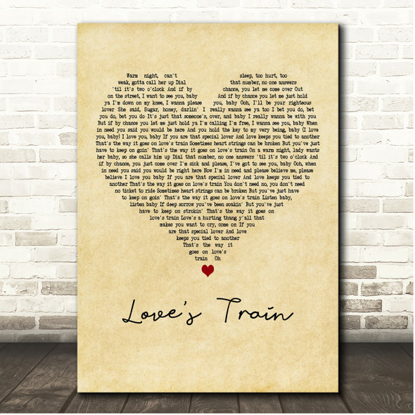 Bruno Mars Love's Train Vintage Heart Song Lyric Print