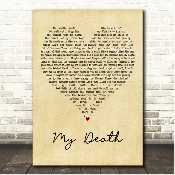 David Bowie My Death Vintage Heart Song Lyric Print