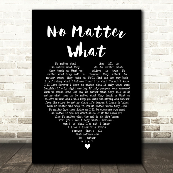 Boyzone No Matter What Black Heart Song Lyric Quote Music Print
