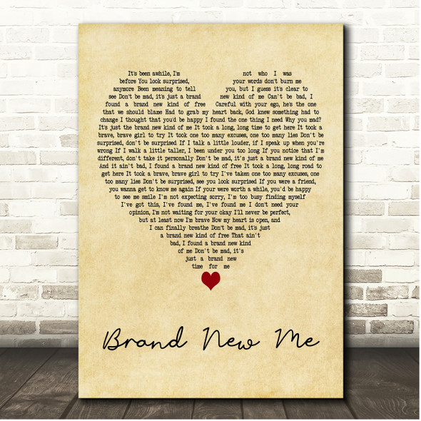 Alicia Keys Brand New Me Vintage Heart Song Lyric Print