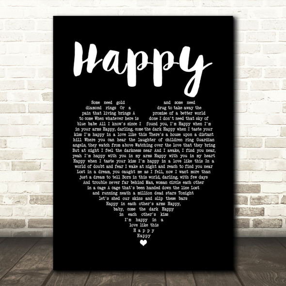 Bruce Springsteen Happy Black Heart Song Lyric Quote Music Print